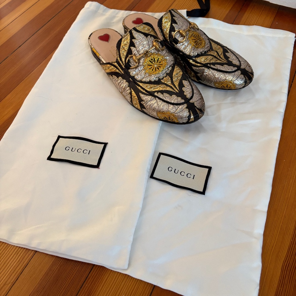 Gucci Princetown Horsebit Jacquard Mules US 7.5 EU 37.5 - Picture 2 of 7